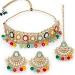 Sukkhi Classy Choker Necklace Earring Jewellery Set with Maangtikka Jewellery Set for Women