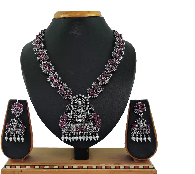 VATSALYA creation Alloy Gold-plated Maroon, Silver Jewel Set 