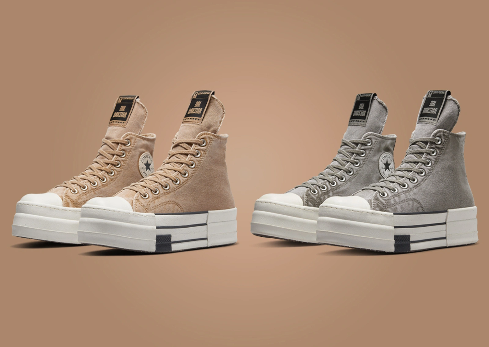 The Rick Owens x Converse DBL DRKSTAR Hi Washed Canvas Pack Releases June 2024